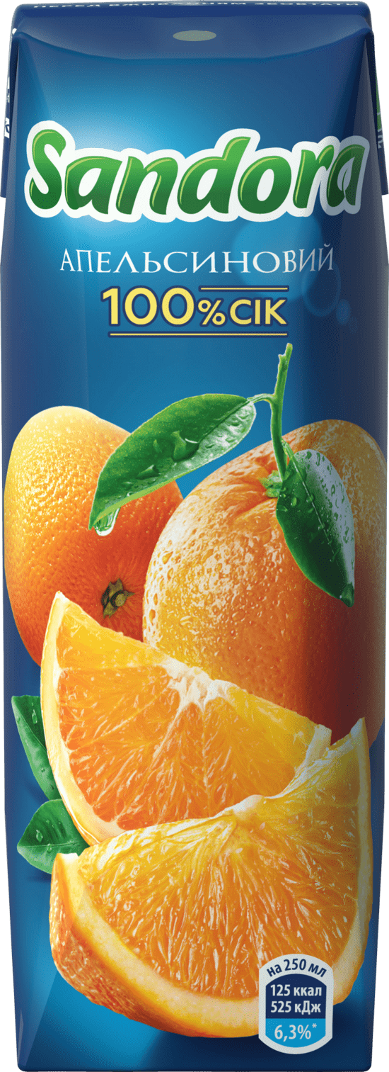 Сік SANDORA апельсиновий, відновлений, 0,25 л (4823063109918)